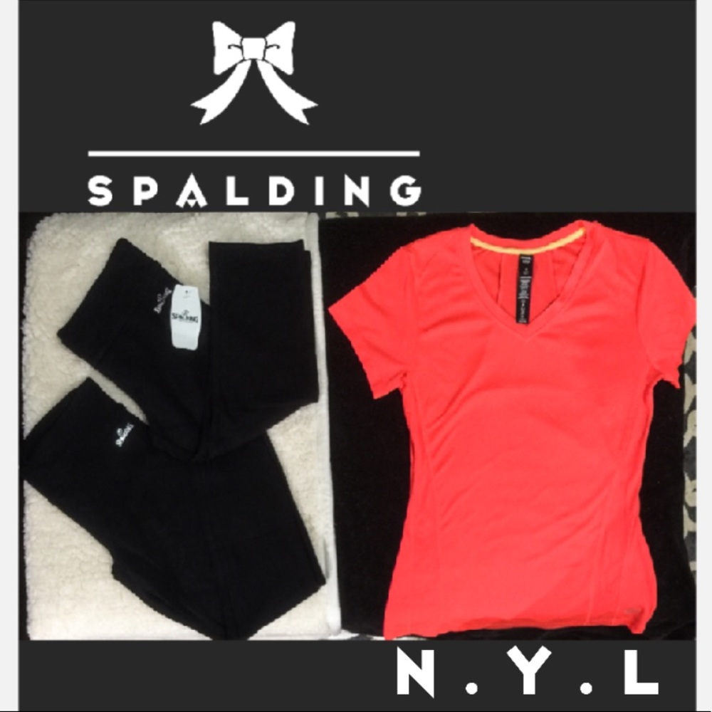 🆕Spalding(2) Yoga Capri Legging Shirt (1) Bundle